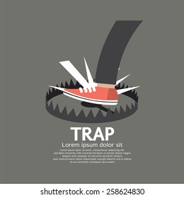 Foot Stepped On Trap Vector Illustration 