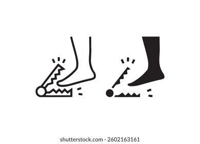Foot stepping into bear trap icon Vector