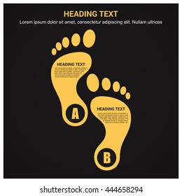 Foot Steps 2 steps modern design template infographics. yellow background Vector illustration.