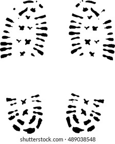 Foot steps of travel shoes. Grunge. Vector Illustration.