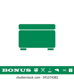 Foot stool icon flat. Green pictogram on white background. Vector illustration symbol and bonus button