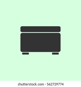 Foot stool icon flat. Grey vector symbol on green background