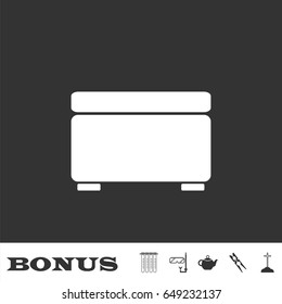 Foot stool icon flat. White pictogram on black background. Vector illustration symbol and bonus icons
