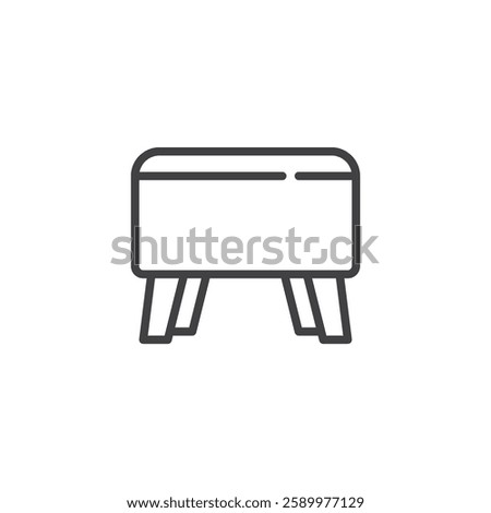 Foot Stool line icon. linear style sign for mobile concept and web design. Simple four legged seat outline vector icon. Symbol, logo illustration. Vector graphics