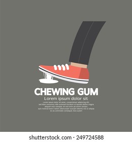 Foot Stuck Into Chewing Gum On Street Vector Illustration