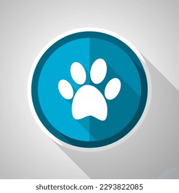 Foot symbol, flat design vector blue icon with long shadow