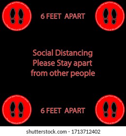 Foot Symbol Marking the standing position, the floor as markers for people to stand 6 feet apart, the practices put in place to enforce social distancing, vector illustration 