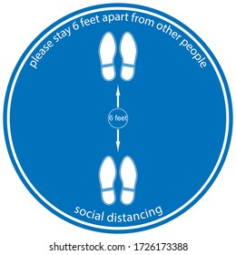 Foot Symbol Marking the standing position, the floor as markers for people to stand 6 feet apart, the practices put in place to enforce social distancing, vector illustration 