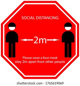 Foot Symbol Marking the standing position, the floor as markers for people to stand 2m apart, the practices put in place to enforce social distancing, vector illustration 
