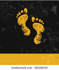 Foot symbol,grunge vector
