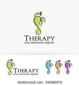 Foot Therapy Logo Design. Spa And Body Care Logo Concept. Vector Logo Template