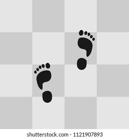 foot track on floor tile vector illustration