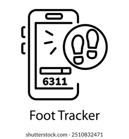 Ícone do aplicativo de rastreamento do pé no estilo de estrutura de tópicos