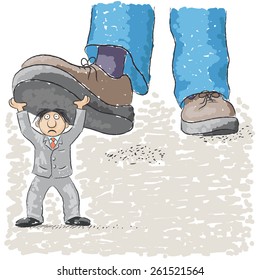 foot tramples man