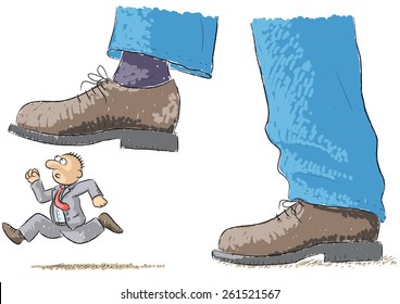 foot tramples man