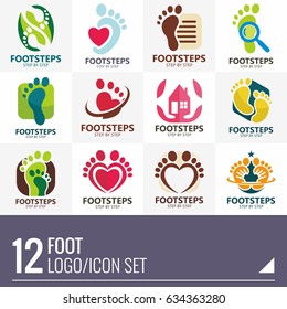 FOOT TRAVEL FOOTPRINT LOGO VECTOR ILLUSTRATION