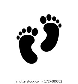 Foot Tread Icon. Baby Boy Or Girl Foot Image. Black Solid Icon.