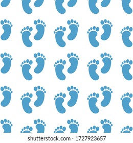 Patrón de pisada. Imagen del pie del niño bebé. Icono sólido azul.