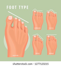 Foot type vector detailed concept with germanic, celtic, greek and roman form