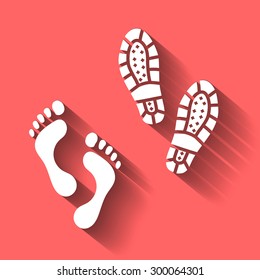 Foot vector human  footprint  bootprint isolated   with shadow