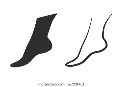 Foot vector icon. Black illustration isolated on white background for graphic and web design.