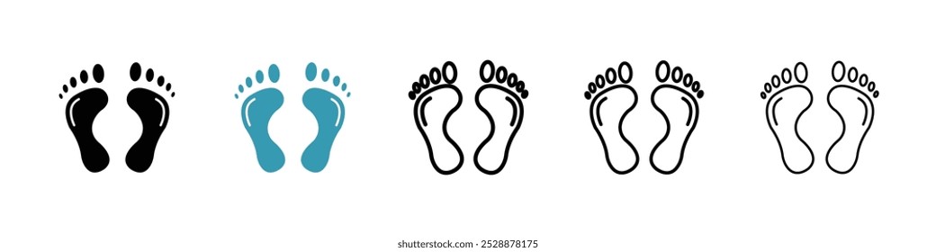 Foot vector icon set in black and blue colors.