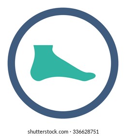 Foot vector icon. Style is bicolor flat rounded symbol, cobalt and cyan colors, rounded angles, white background.