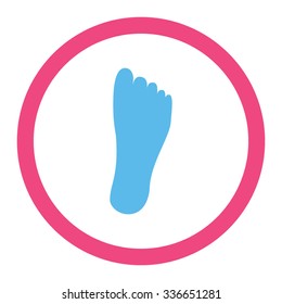Foot vector icon. Style is bicolor flat rounded symbol, pink and blue colors, rounded angles, white background.