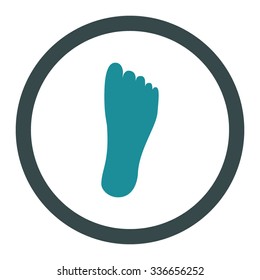 Foot vector icon. Style is bicolor flat rounded symbol, soft blue colors, rounded angles, white background.