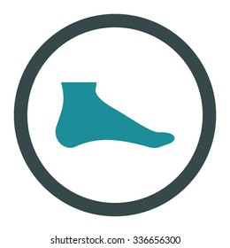 Foot vector icon. Style is bicolor flat rounded symbol, soft blue colors, rounded angles, white background.