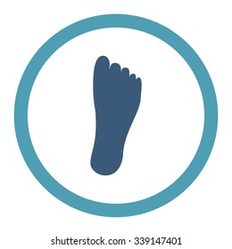 Foot vector icon. Style is bicolor flat rounded symbol, cyan and blue colors, rounded angles, white background.