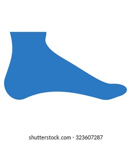 Foot vector icon. Style is flat symbol, smooth blue color, rounded angles, white background.