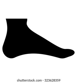 Foot vector icon. Style is flat symbol, black color, rounded angles, white background.