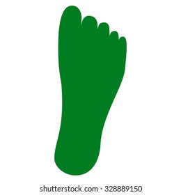 Foot vector icon. Style is flat symbol, green color, rounded angles, white background.