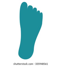 Foot vector icon. Style is flat symbol, soft blue color, rounded angles, white background.