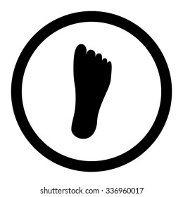 Foot vector icon. Style is flat rounded symbol, black color, rounded angles, white background.