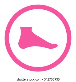 Foot vector icon. Style is flat rounded symbol, pink color, rounded angles, white background.