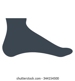 Foot vector icon. Style is flat symbol, smooth blue color, rounded angles, white background.