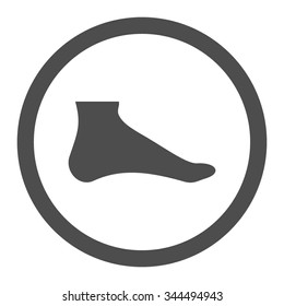 Foot vector icon. Style is flat rounded symbol, gray color, rounded angles, white background.