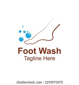 Foot Wash Logo Design Template. Foot Bath Linear Icon. Spa Treatment. Common Cold Treatment. Healthcare, Skincare. Wellness. The Human Foot And Sponge Outline Vector Icon.