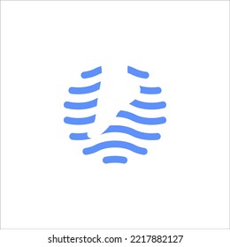 foot and waves logo design vector sign