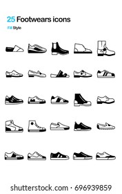 Foot Wears Fill Vector Icons