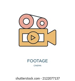 footage icon from cinema collection. Thin outline footage, movie, video detailed offset lineal color icon isolated on white background. Line vector footage sign, symbol for web and mobile