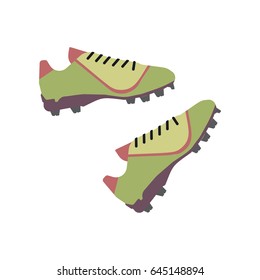 Footbal boots. Soccer green boots. Vector illustration isolated on white background eps10