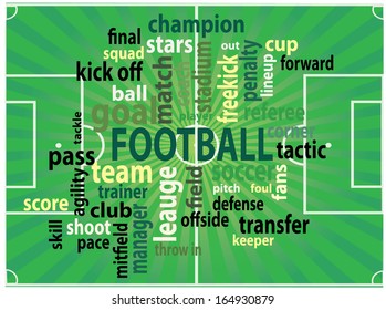 Footbal concept tag cloud vector artwork 