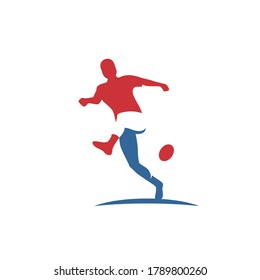 Footbal Logo Symbol People Playing Football Kick The Ball Creative Negative Space Logo