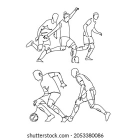 Footbal one line vector.Single continuous line drawing of young sportive man train soccer freestyle, jump juggling with heel on the field. Football freestyler concept. Trendy one line draw design 
