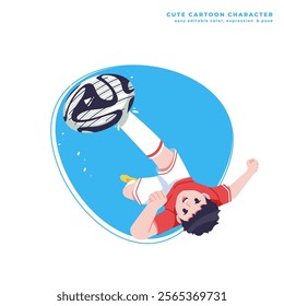 footbal player kick cute cartoon character