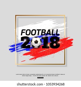 Football 2018 abstract background with ball and flag of Russia. Vector illustration