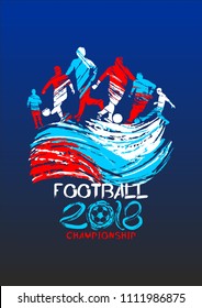 football 2018 Vector illustration, sports background in the style of grunge for invitations, booklet, flyer, cards